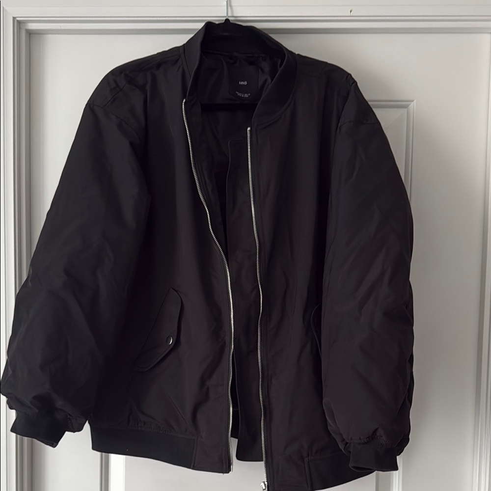 Mango Black Bomber Jacket